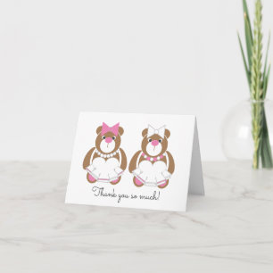 Two bride wedding teddy bear thank you cards