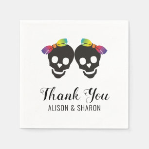 Two brides and confetti Thank You lesbian wedding Napkin
