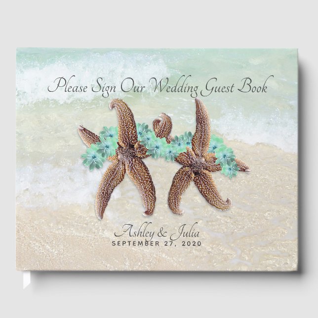 Two Brides Beach Themed Wedding Guest Book (Front)