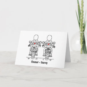 Two Brides Biker Motorcycle Wedding Card