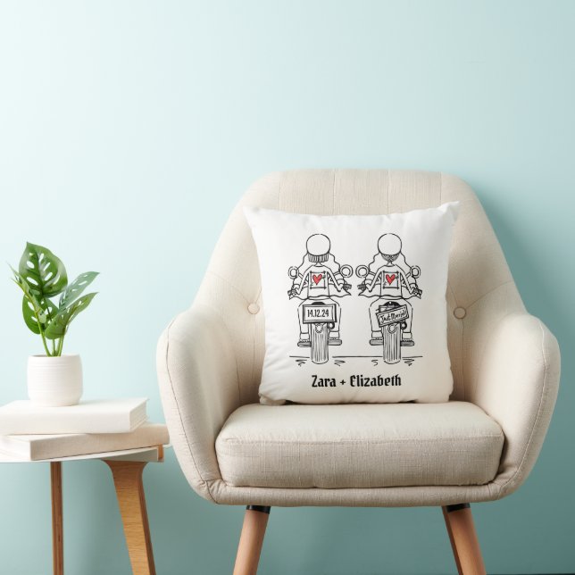 Two Brides Biker Motorcycle Wedding Cushion (Chair)