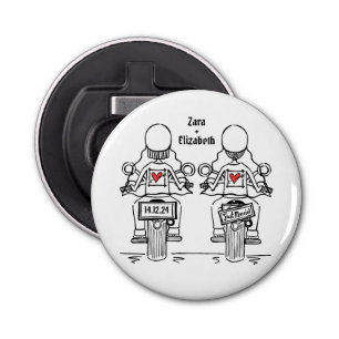 Two Brides Biker Motorcycle Wedding Favour Bottle Opener