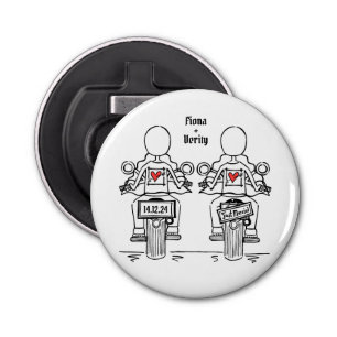 Two Brides Biker Motorcycle Wedding Favour Bottle Opener