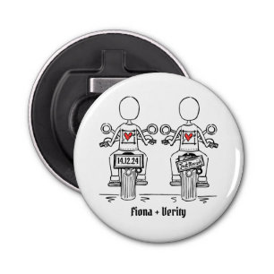 Two Brides Biker Motorcycle Wedding Favour Bottle Opener