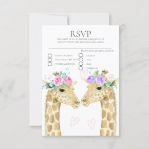 Two Brides Giraffe Gay Lesbian Wedding  RSVP Card