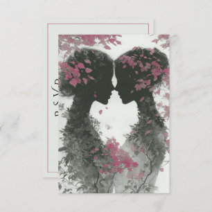 Two Brides Hand Drawn Pencil Illustration   RSVP Card