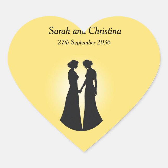 Two Brides Heart Sticker (Front)