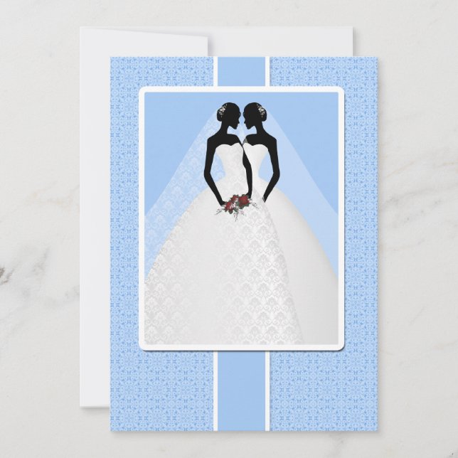 Two Brides In Bridal Gowns Wedding Invitation (Front)