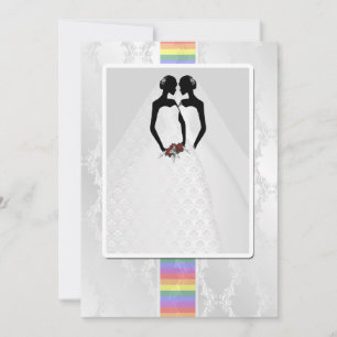 Two Brides In Bridal Gowns Wedding Invitation