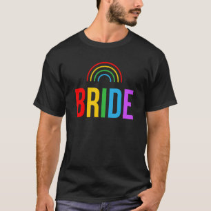 Two Brides Lesbian Wedding Wife and Wife Rainbow P T-Shirt