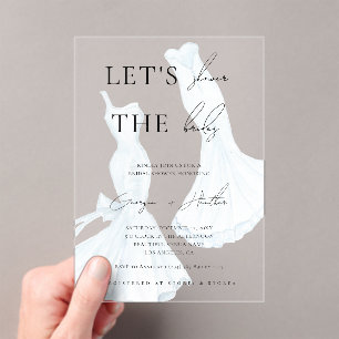 Two Brides LGBTQ Watercolor Dress Bridal Shower Acrylic Invitations