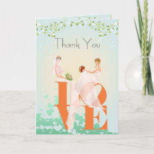 Two Brides LOVE Lesbian Thank You Wedding Card