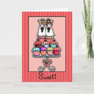 Two Brides on Cupcake Stack Card