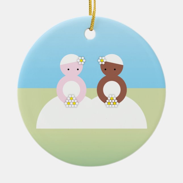 Two brides one caucasian ceramic tree decoration (Front)
