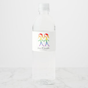 Two Brides Rainbow Love Water Bottle Label