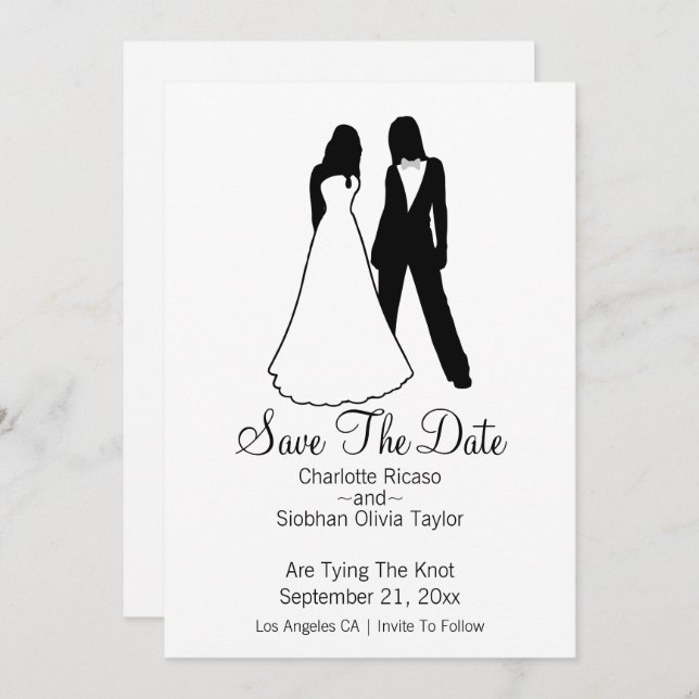 Two Brides Save The Date Wedding Announcement (Front/Back)