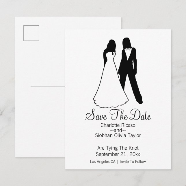 Two Brides Save The Date Wedding Announcement Postcard (Front/Back)