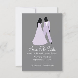 Two Brides Save The Date Wedding (Lilac And Grey)
