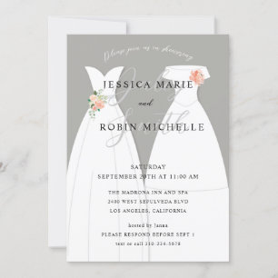 Two Brides Wedding Dress Lesbians Couples Shower Invitation