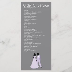 Two Brides Wedding (Lilac and Grey) Service Order Programme