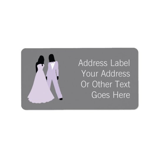 Two Brides Wedding (Lilac Grey) Personalised Address Label