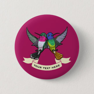Two Brightly Coloured Hovering Hummingbirds 6 Cm Round Badge