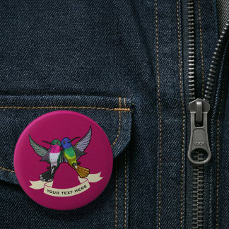 Two Brightly Coloured Hovering Hummingbirds 6 Cm Round Badge