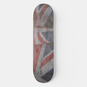 two British flags skateboard grunge 8-1/2"