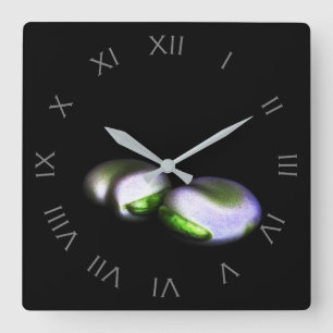 Two Broad Beans Grey Roman Numbers wccn Square Wall Clock