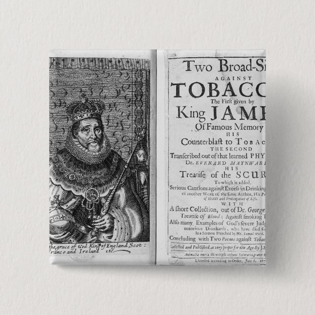 'Two Broadsides Against Tobacco 15 Cm Square Badge (Front)