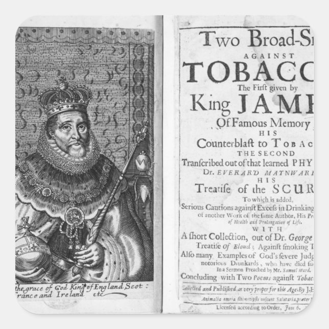 'Two Broadsides Against Tobacco Square Sticker (Front)