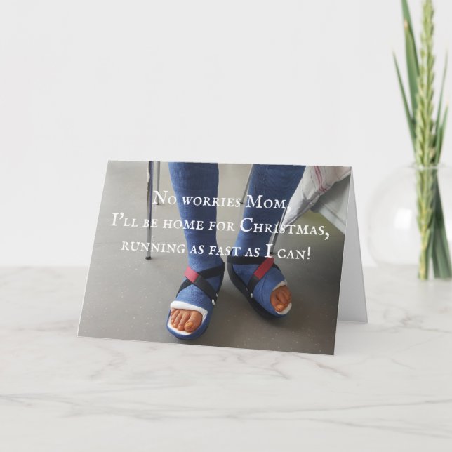 Two Broken Legs Plaster Cast Photo Custom Text Card (Front)