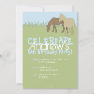 Two Brown Horses Boy's Birthday Invitation