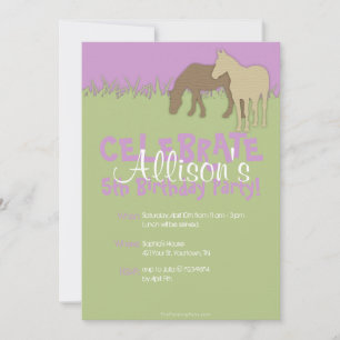 Two Brown Horses Girl's Birthday Invitation