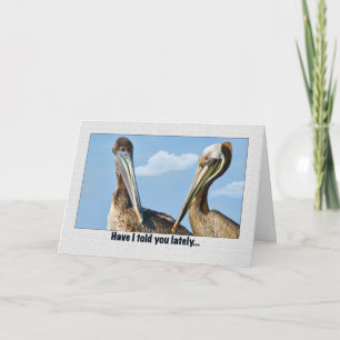 Two Brown Pelicans Love and Romance Greeting Card