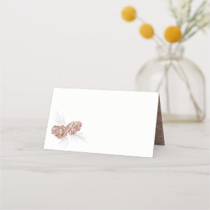 Two brown pine cones drawing art place cards