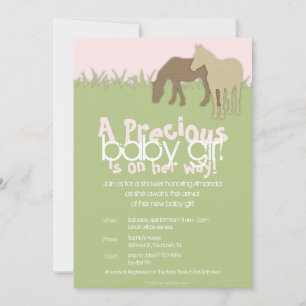 Two Brown Ponies Girl's Baby Shower Invitation