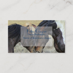 Two Brown Wild Horses Nuzzling Business Card