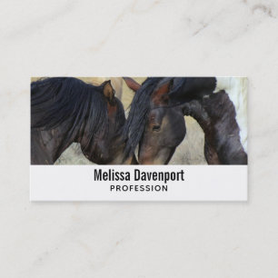 Two Brown Wild Horses Nuzzling Business Card