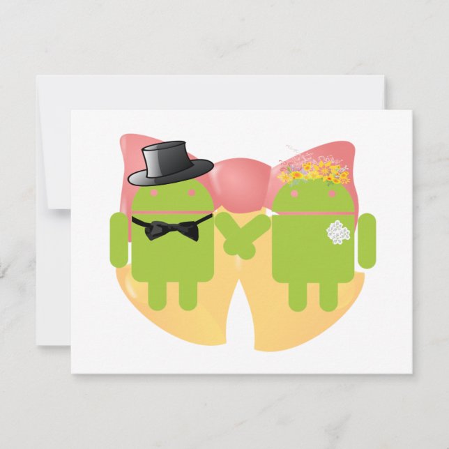 Two Bug Droids Wedding Attire Wedding Bells Invitation (Front)