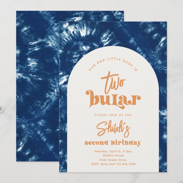 Two-Bular Birthday Invitation | Boy Surf (Front/Back)