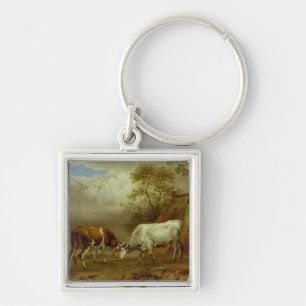 Two Bulls with Locked Horns, 1653 Key Ring