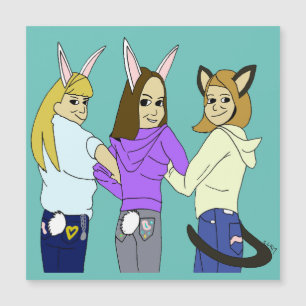 Two bunnies and a kitty