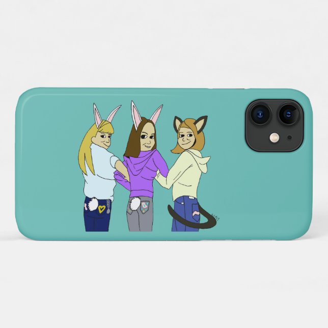 Two bunnies and a kitty Case-Mate iPhone case (Back (Horizontal))