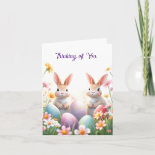Two Bunnies at Easter Holiday Card