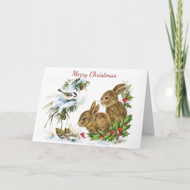 Two Bunnies Christmas Card (Front)