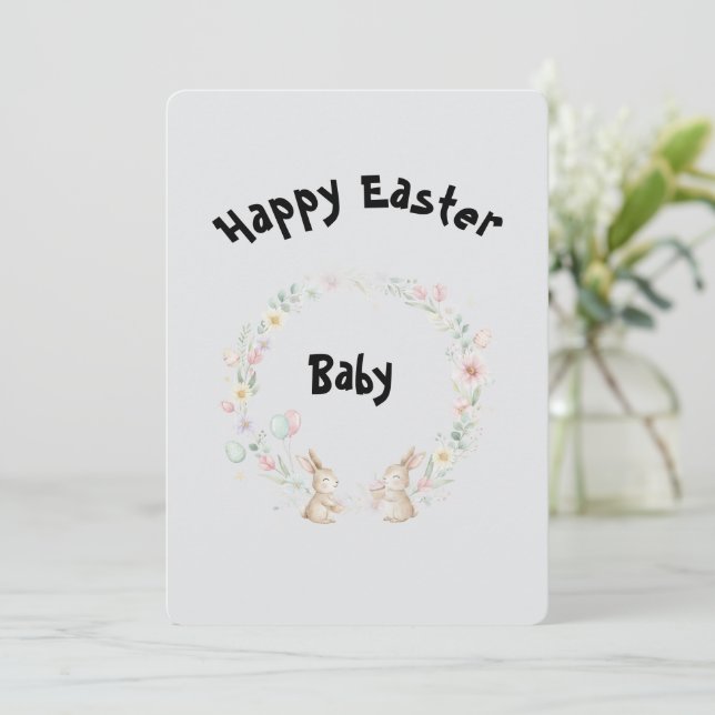 Two Bunnies Easter Greeting Card (Standing Front)