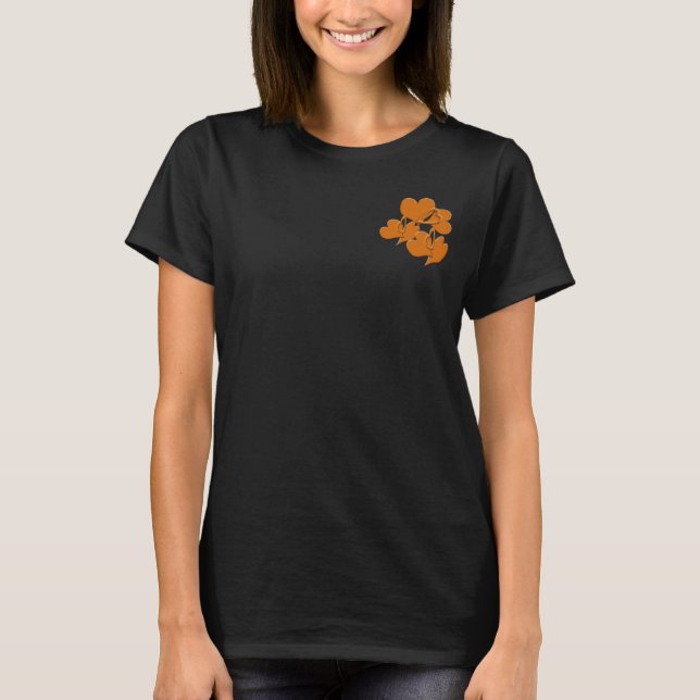 Two Burnt Orange Hearts & Hollow Heart Linked T-Shirt (Front)