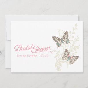 Two butterflies graphic bridal shower invitation