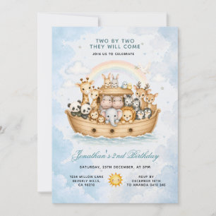 Two By Two Animals Party Noah Ark Invitation